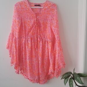 Boohoo Pink and Orange Paisley Dress